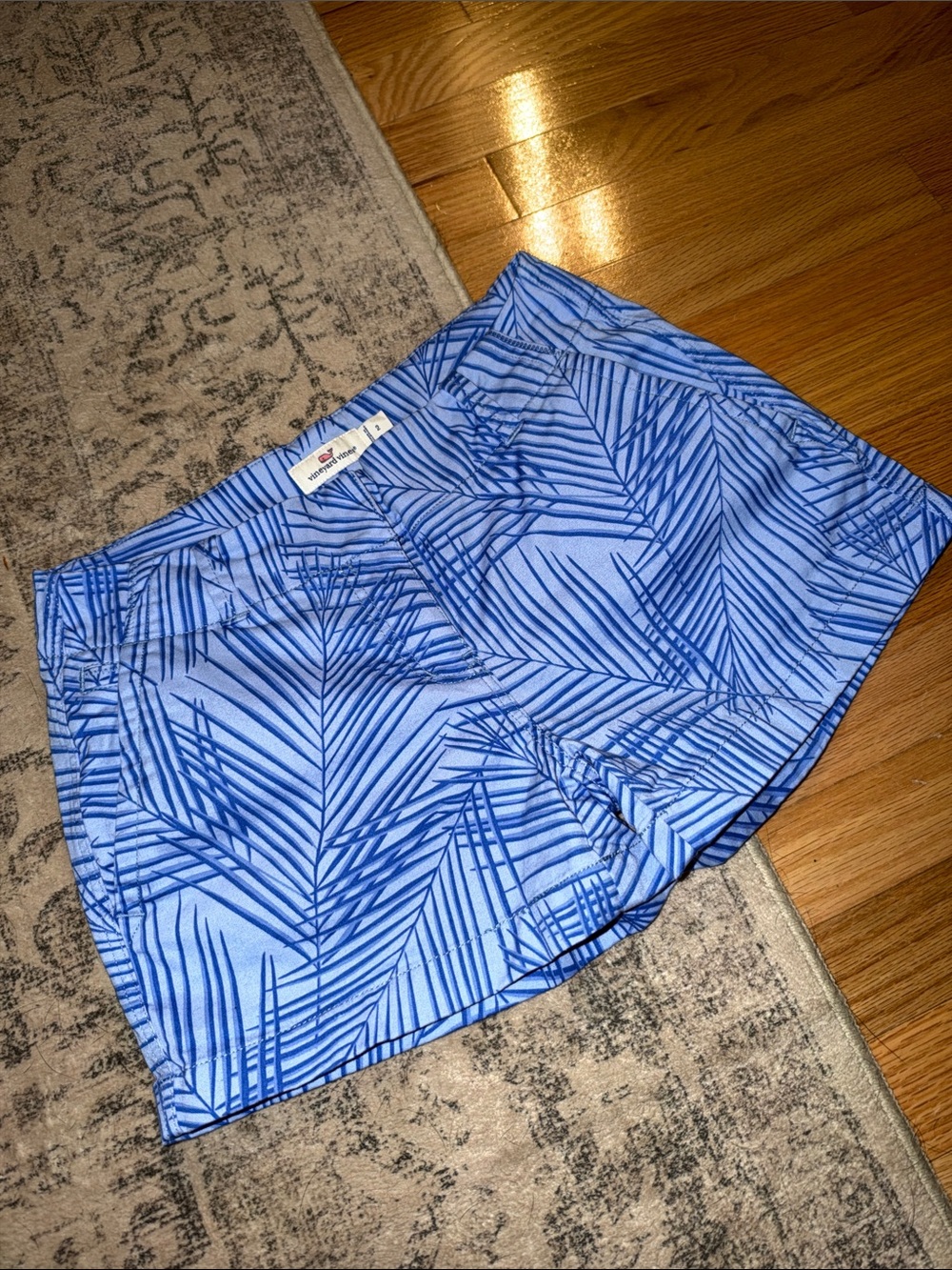 Vineyard Vines Blue Tropical Palm Leaf Chino Shorts
